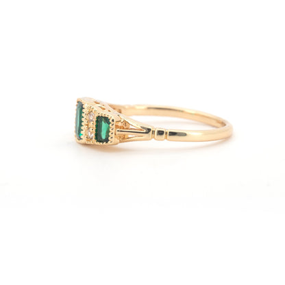 Anne - Radiant Cut Emerald Gold Plated Ring - Regal Gems Jewellery Co.