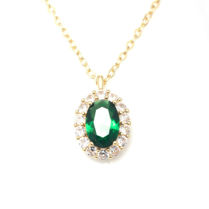 Esmerelda - Oval Cut Gold Plated Necklace - Regal Gems Jewellery Co.