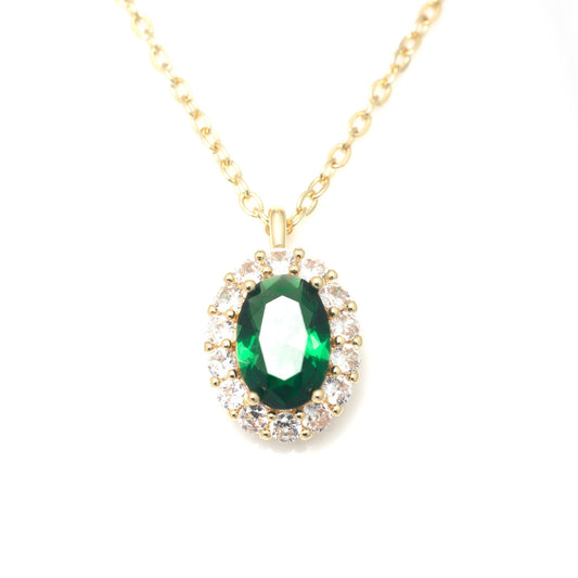 Esmerelda - Oval Cut Gold Plated Necklace - Regal Gems Jewellery Co.