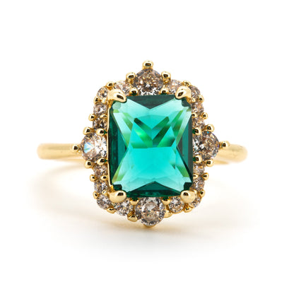 Esmerelda - Radiant Cut Gold Plated Ring - Regal Gems Jewellery Co.