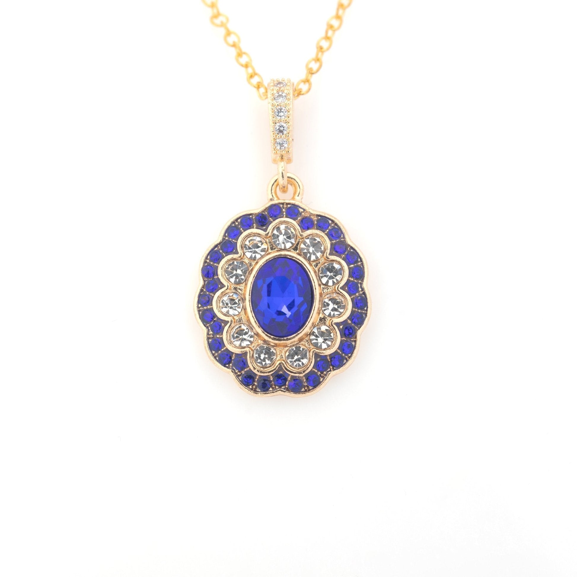 Lucrezia - Sapphire Gold Plated Pendant Necklace - Regal Gems Jewellery Co.