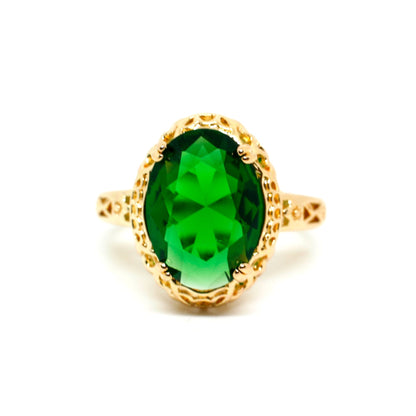 Made for a Queen - Oval Cut Gold Plated Statement Ring - Regal Gems Jewellery Co.