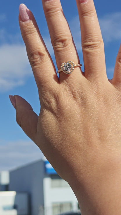 My Heart - Crystal Heart Gold Plated Ring