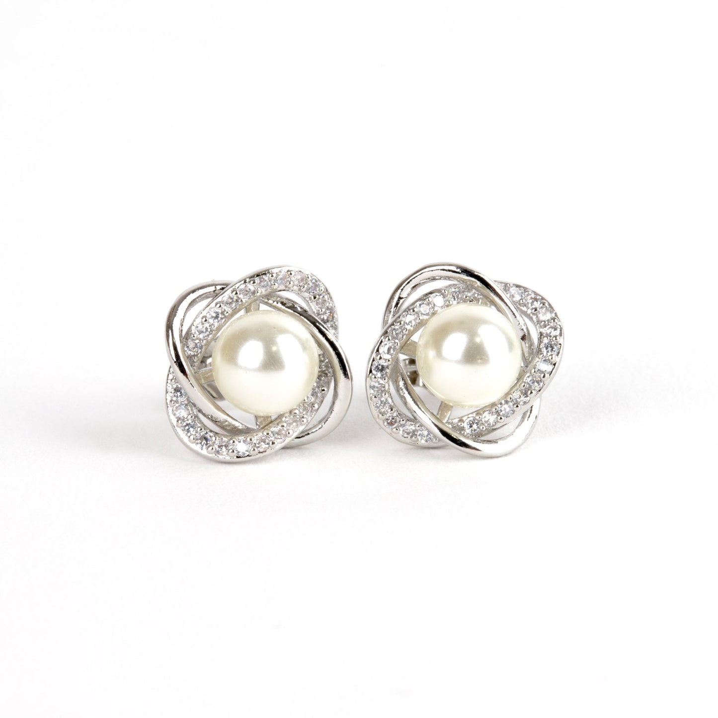 Athena pearl earrings silver plated - Regal Gems Jewellery