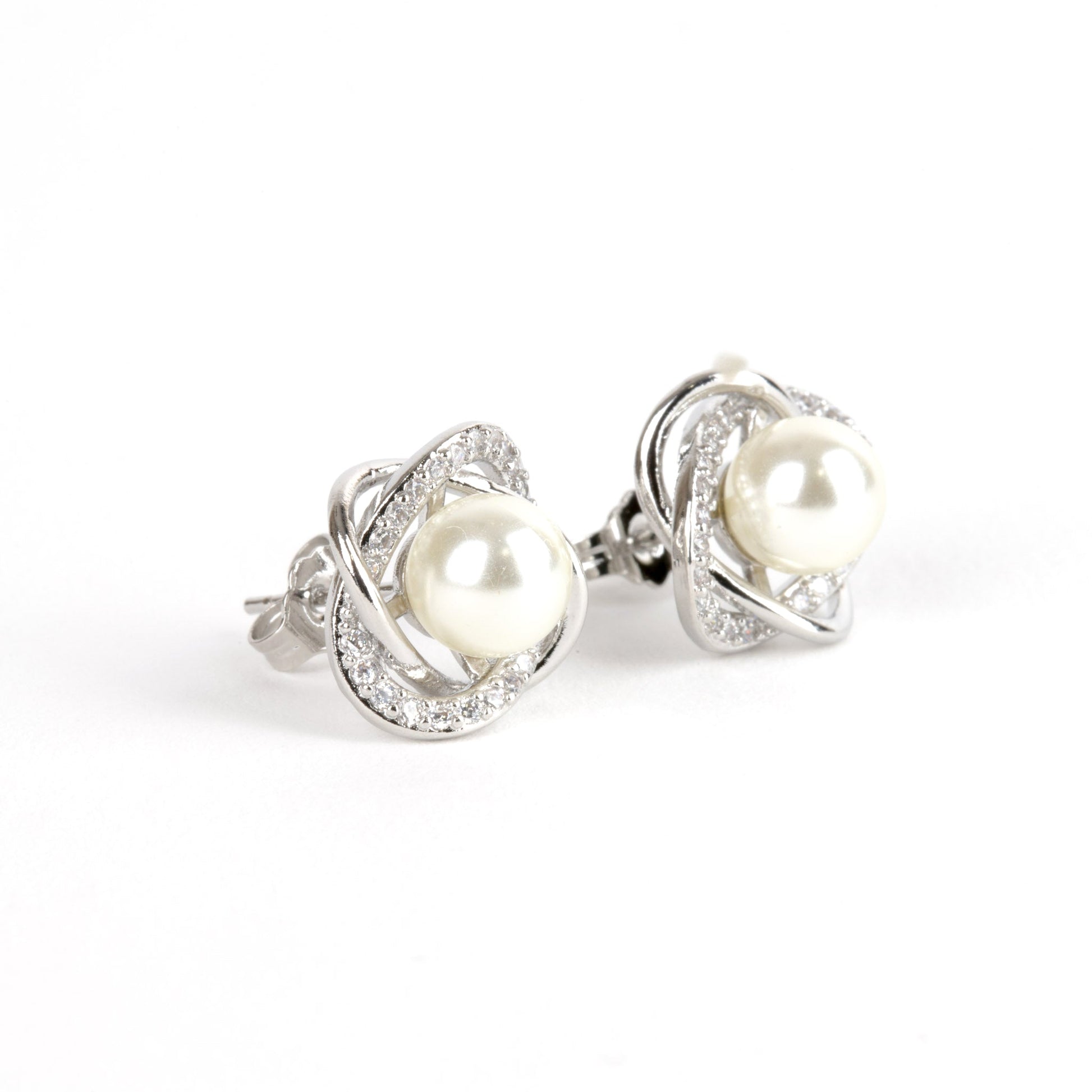 Athena pearl earrings silver plated - Regal Gems Jewellery