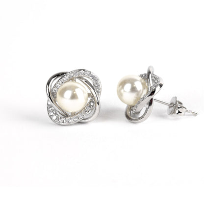 Athena pearl earrings silver plated - Regal Gems Jewellery