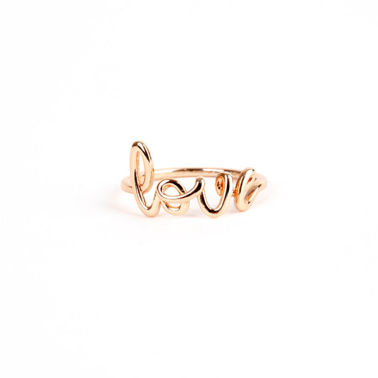 Love is Love rose gold cursive letter ring like Tiffany's - Regal Gems Jewellery