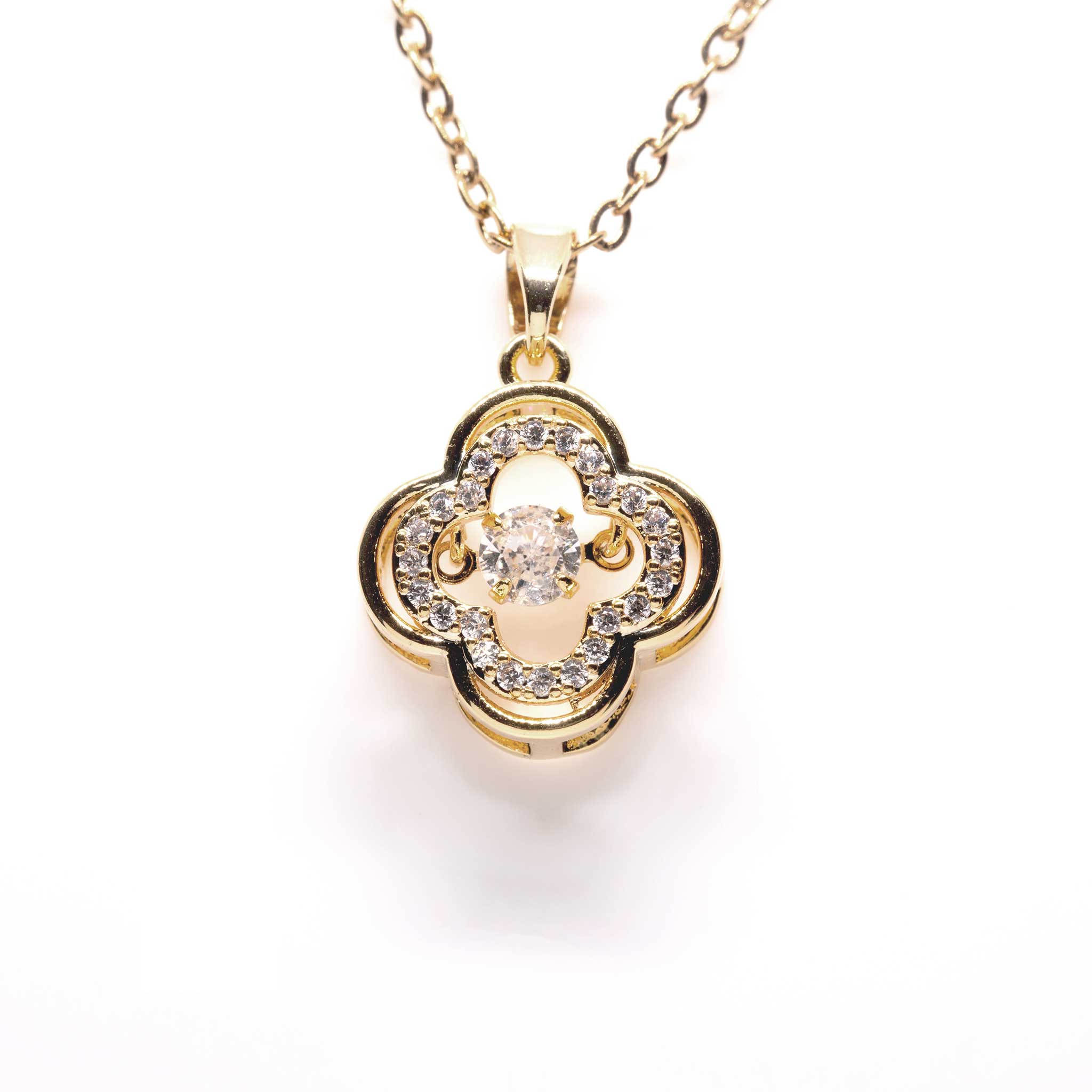 Lucky 2.0 gold plated necklace with dancing crystal Regal Gems Jewellery Co.