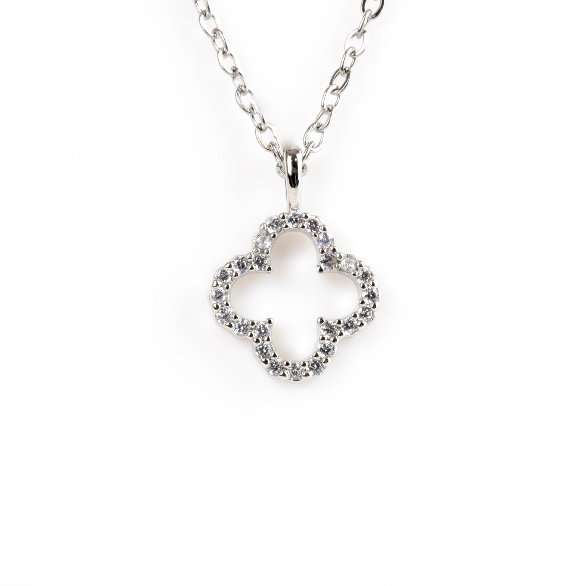 Lucky - Silver clover necklace on silver chain - Regal Gems Jewellery