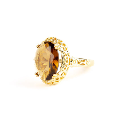 Made for a Queen - Citrine gold plated ring art deco filigree ring - Regal Gems Jewellery