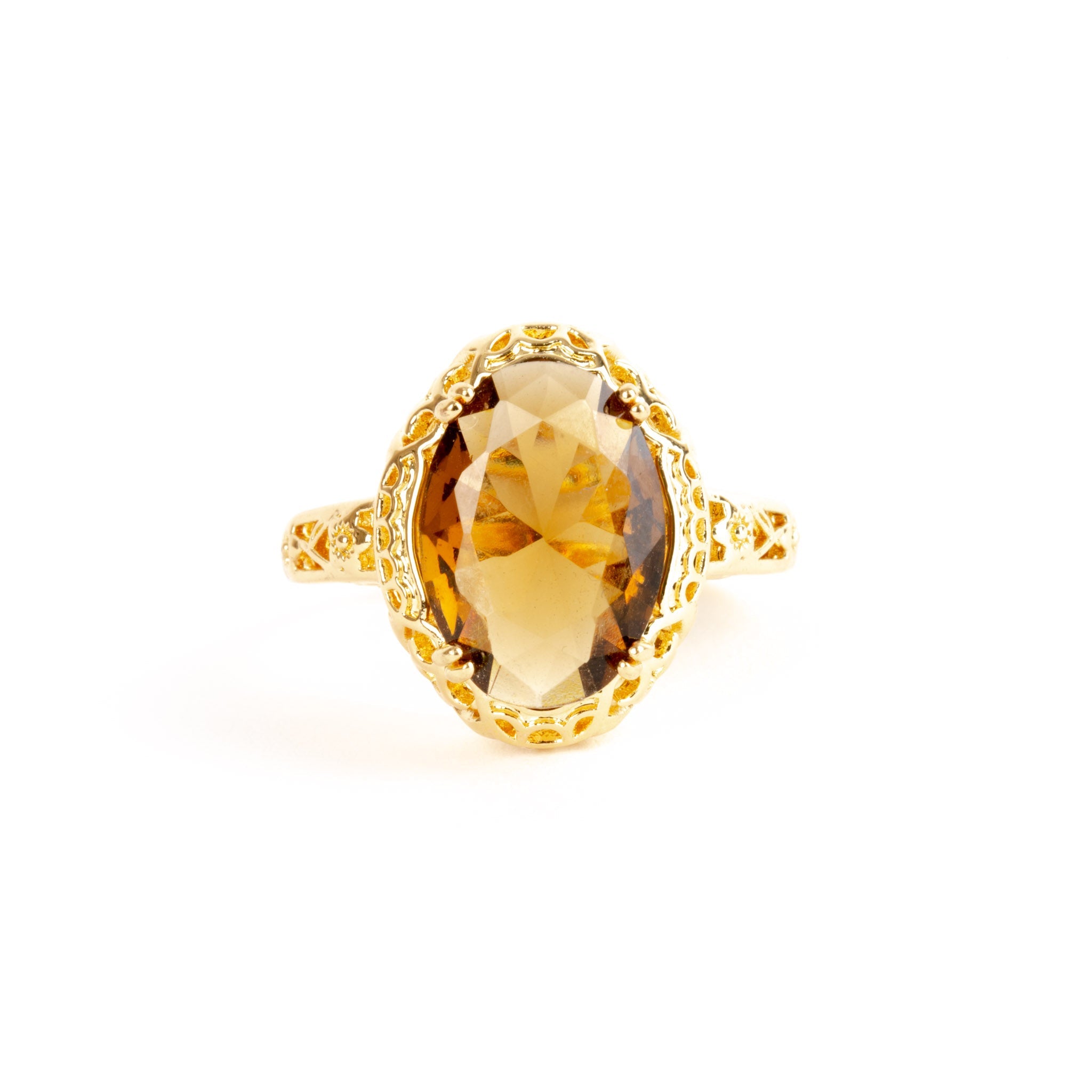 Made for a Queen Citrine Ring Gold Plated Regal Gems