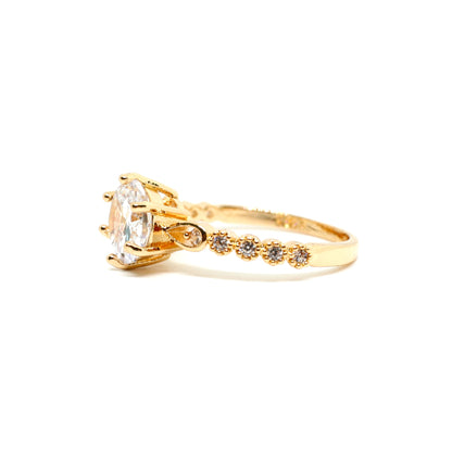 My Brilliant Friend gold plated brilliant cut promise ring engagement ring - Regal Gems Jewellery