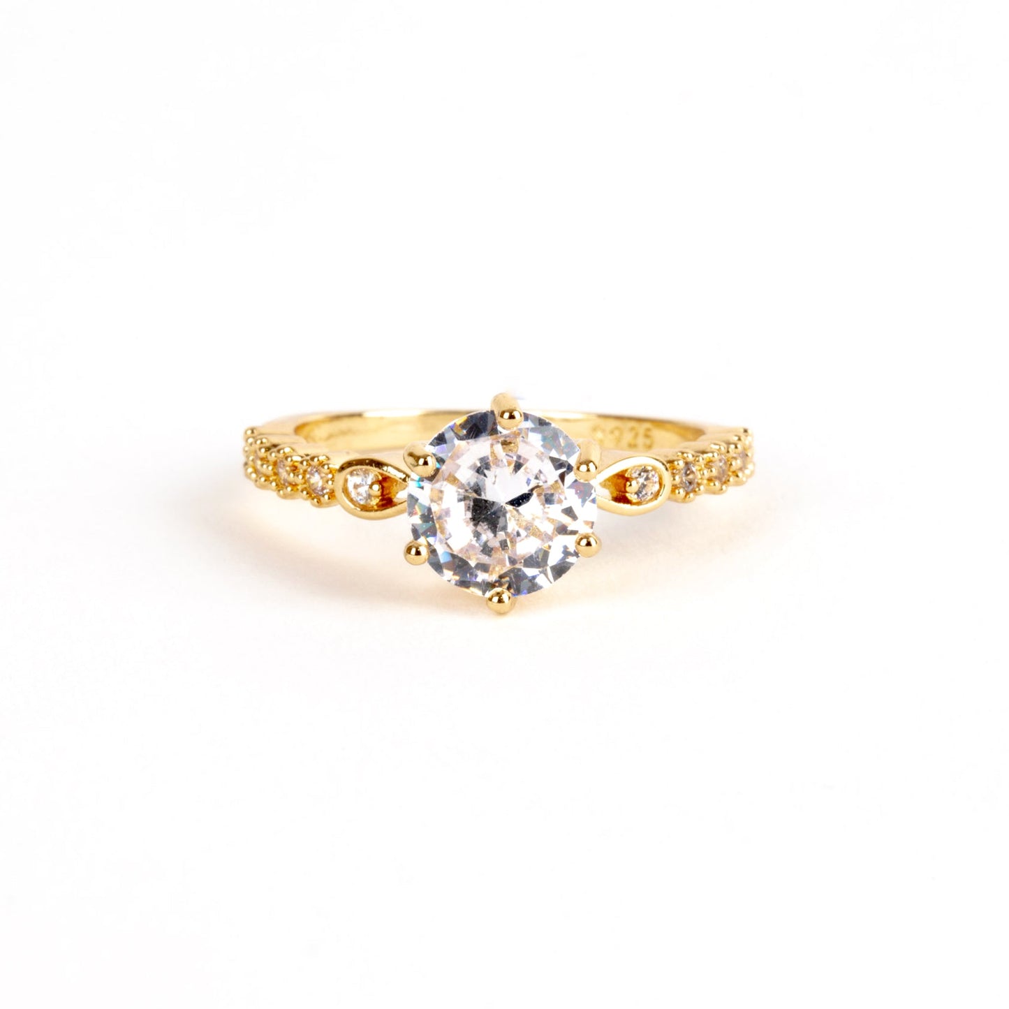 My Brilliant Friend gold plated brilliant cut promise ring engagement ring - Regal Gems Jewellery