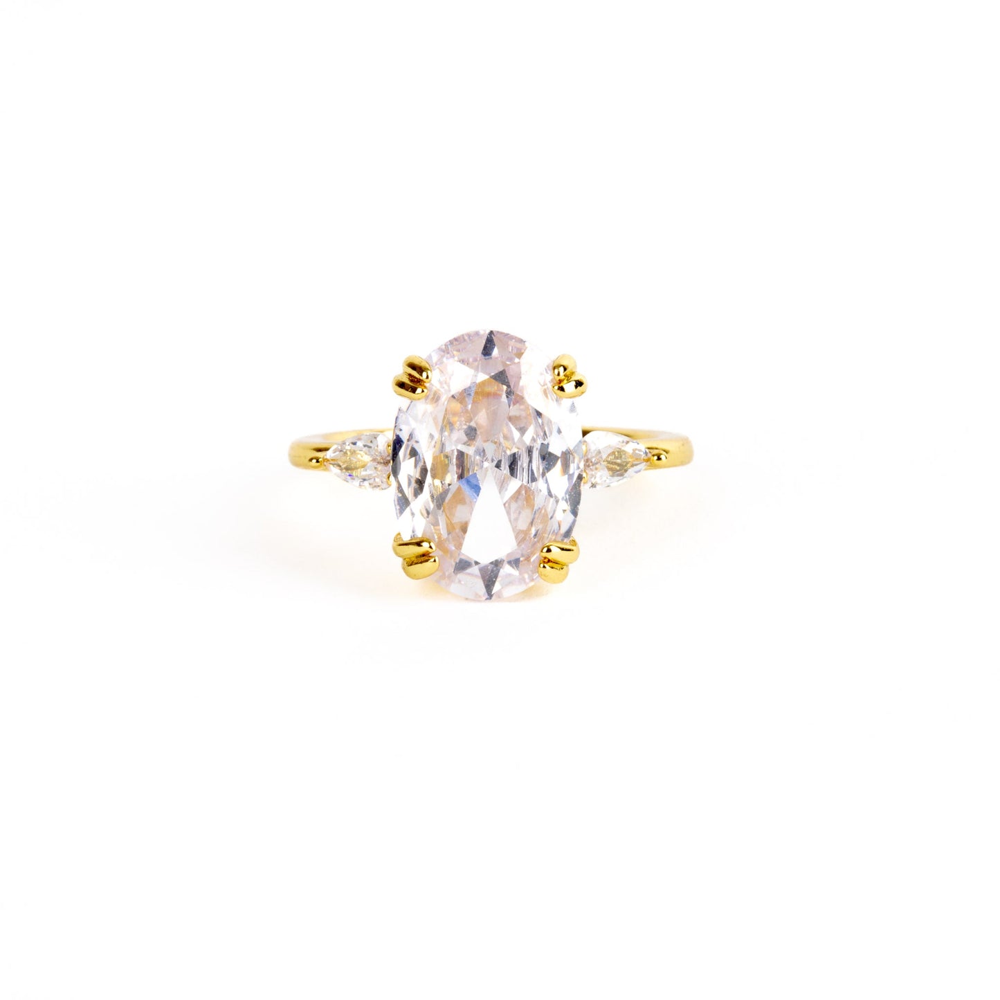 Ophelia oval cut gold plated engagement promise ring - Regal Gems Jewellery