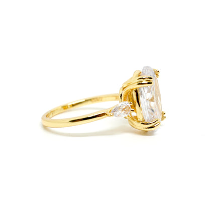 Ophelia oval cut gold plated engagement promise ring - Regal Gems Jewellery