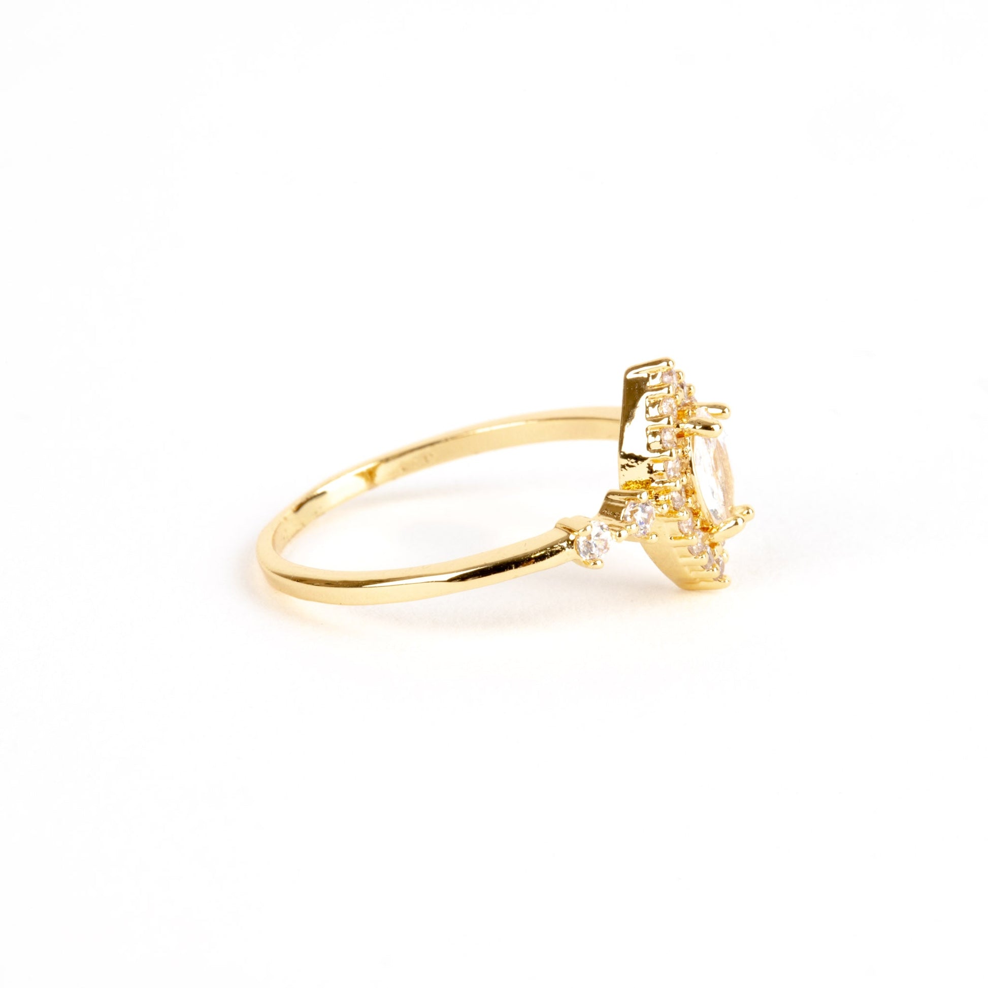 Penelope gold plated marquise ring promise ring art deco vintage every day wear - Regal Gems Jewellery