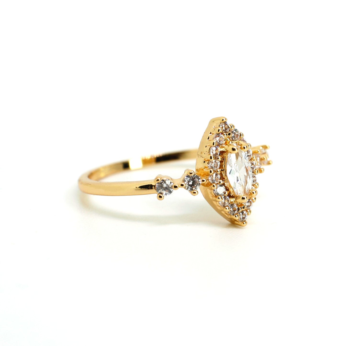 Penelope gold plated marquise ring promise ring art deco vintage every day wear - Regal Gems Jewellery