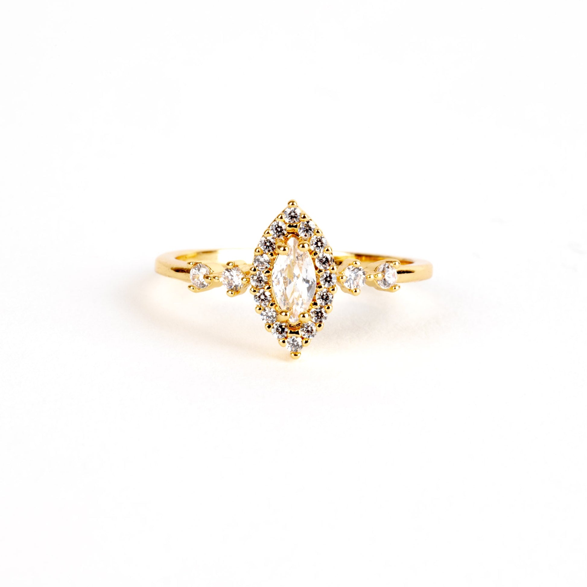 Penelope gold plated marquise ring promise ring art deco vintage every day wear - Regal Gems Jewellery