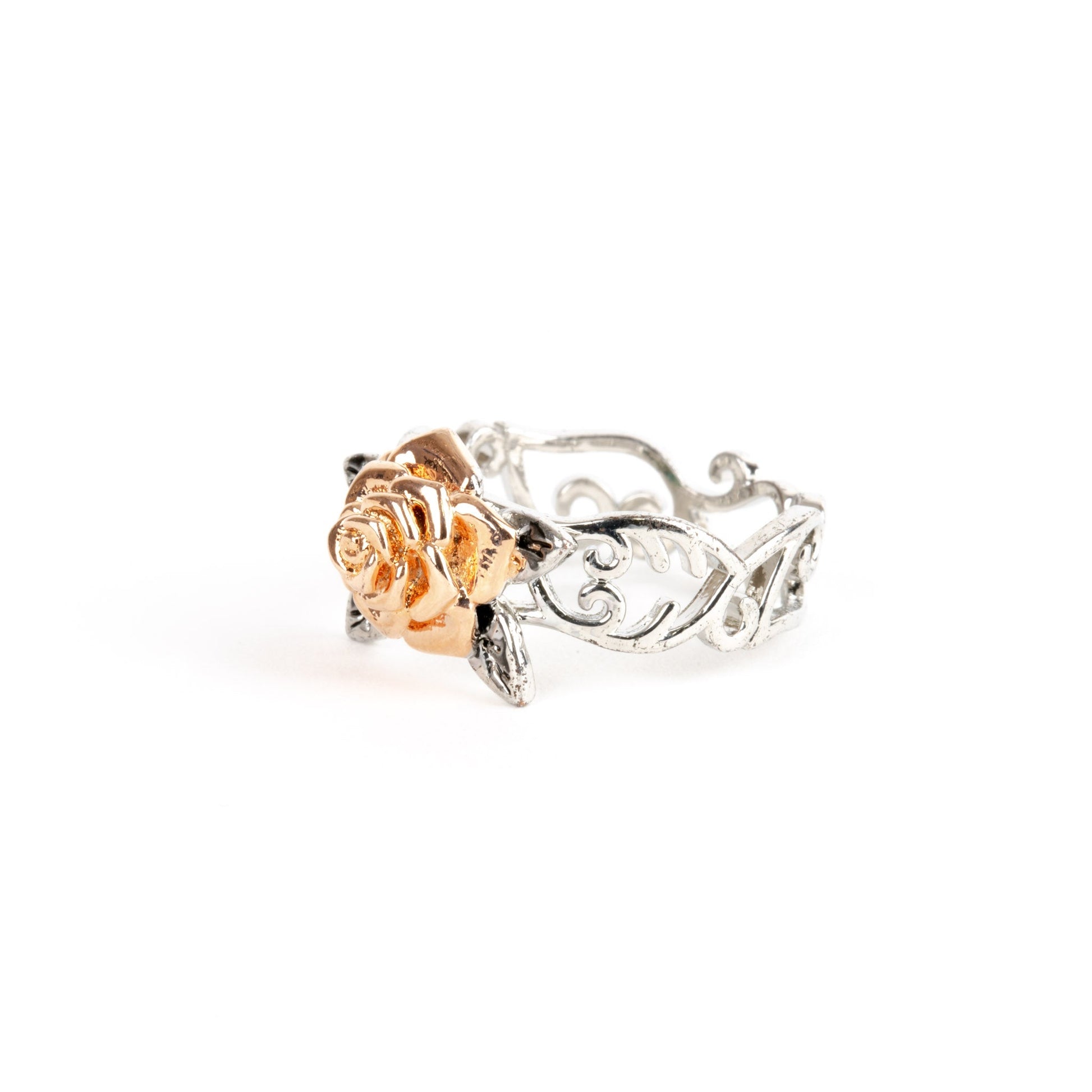 Rosie silver plated rose gold rose ring - Regal Gems Jewellery