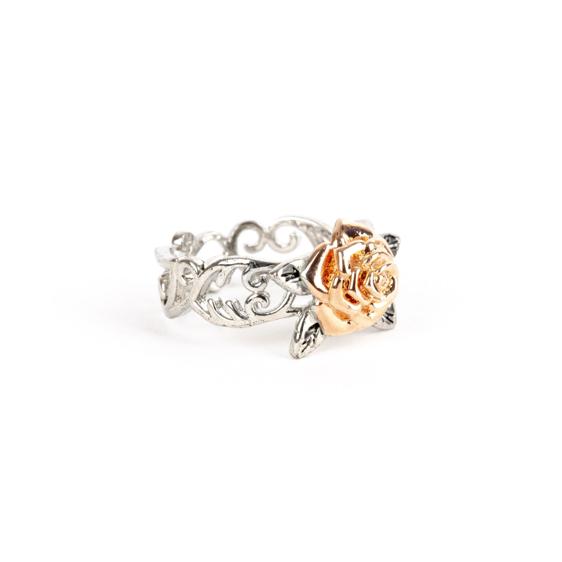 Rosie silver plated rose gold rose ring - Regal Gems Jewellery